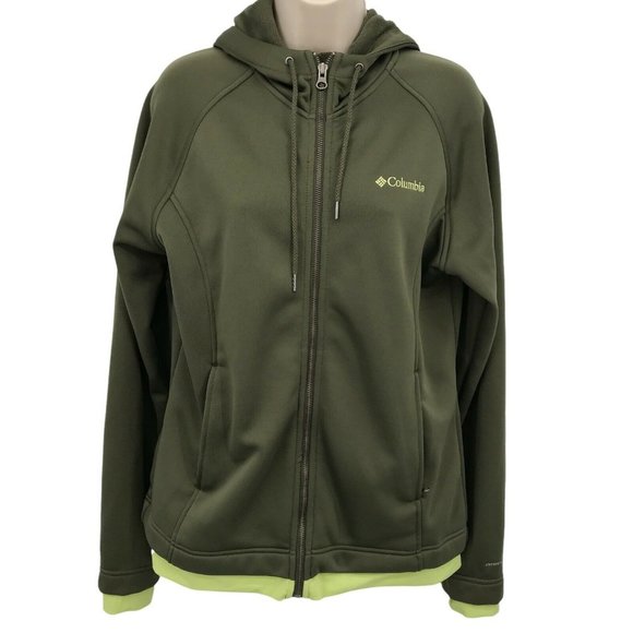 Columbia Jackets & Blazers - Columbia Women's Olive Green Long Sleeves Front Zip Fleece Lined Hoodie Jacket L